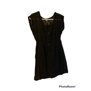 AMERICAN EAGLE Women’s Black Sheer Embroidered Lined Short Sleeve Dress Small
